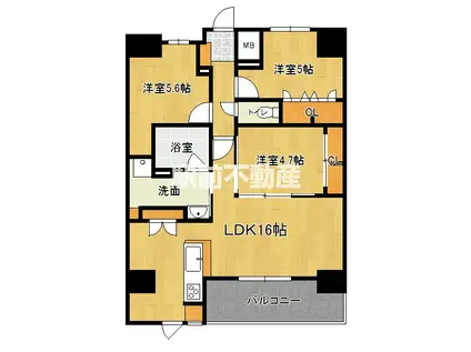 S-RESIDENCE伊都ATTIRAN(2SLDK/13階)の間取り写真