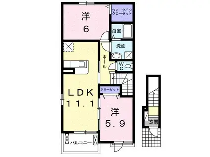 コンフォート 堀工町 2LDK(2LDK/2階)の間取り写真