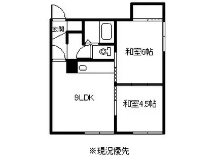 グリーンハイツ(2LDK/3階)の間取り写真