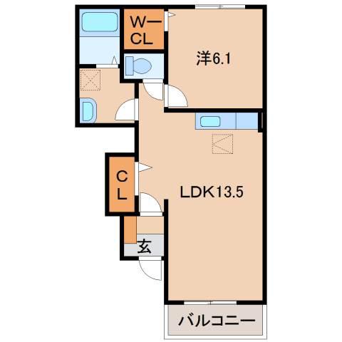 グロワールB(1LDK/1階)の間取り写真