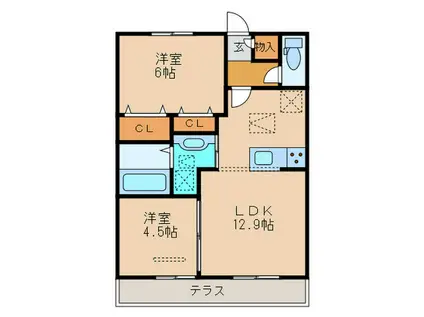 フロイデプラッツ(2LDK/1階)の間取り写真