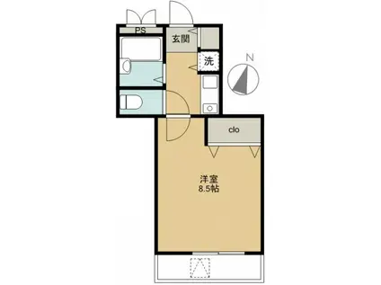 煉瓦館イーストフェイス(1K/3階)の間取り写真