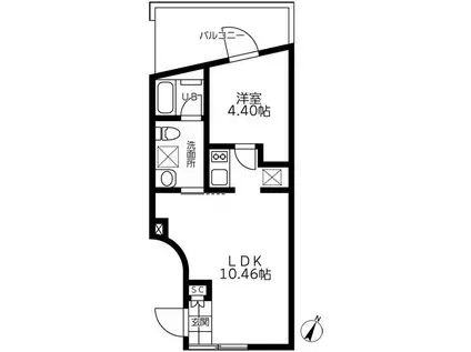 クレストアベニュー祐天寺(1LDK/3階)の間取り写真