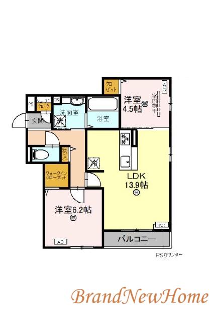 スペチアーレ堺東(2LDK/2階)の間取り写真
