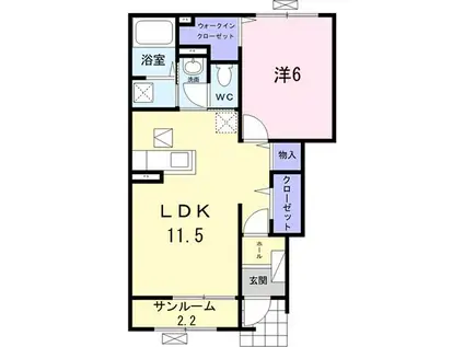 グリシーヌA(1LDK/1階)の間取り写真