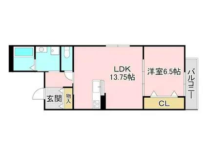 ビエノス焔魔堂(1LDK/2階)の間取り写真