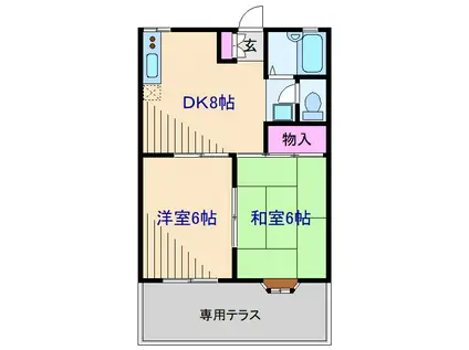 メゾンたちばなPARTII(2DK/2階)の間取り写真