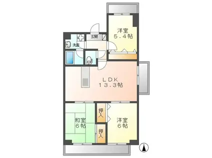 シャトーレ相原郷(3LDK/1階)の間取り写真