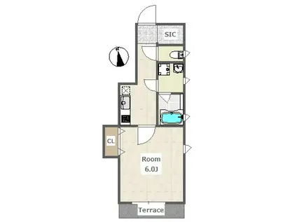 TS COURT(1K/1階)の間取り写真