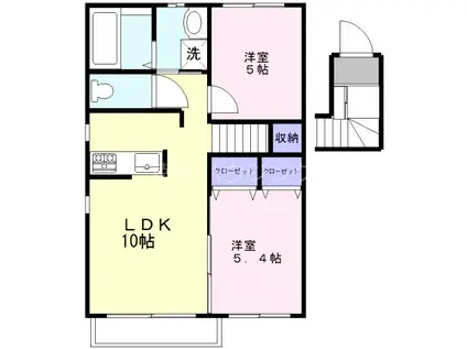 アンソレーユK(2LDK/2階)の間取り写真
