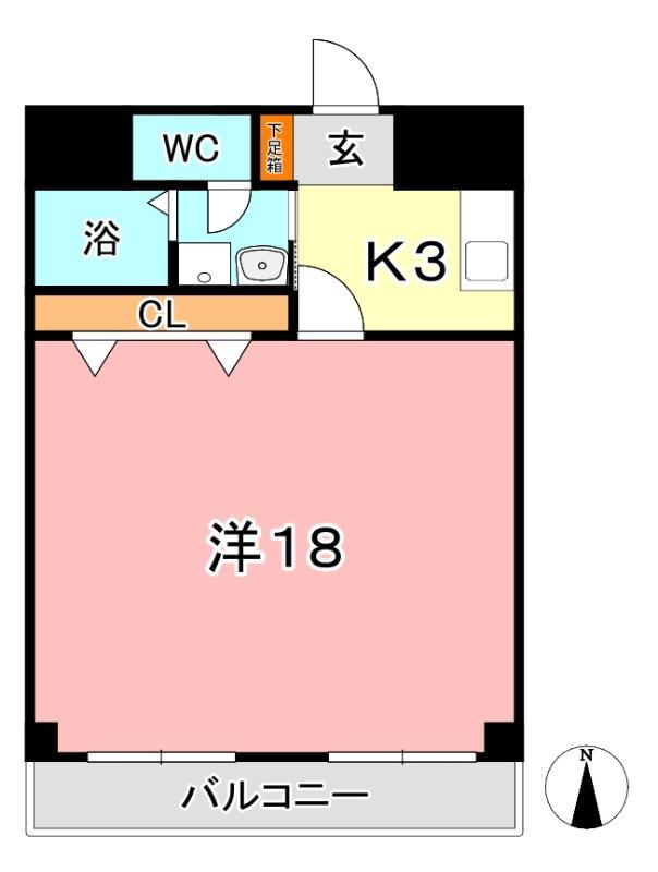 フォーバス I(1K/4階)の間取り写真