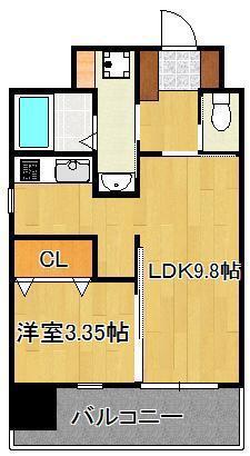 フェリシエ馬借(1LDK/8階)の間取り写真