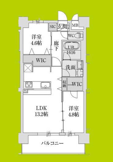 スプランディッド難波VII(2LDK/8階)の間取り写真