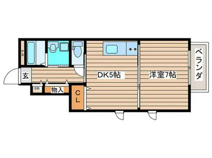 グランディオ北仙台II(1DK/1階)の間取り写真