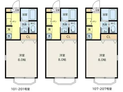 コートドール(1K/1階)の間取り写真