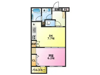 LA BELLA VITA IIラベラヴィータツー(1DK/2階)の間取り写真