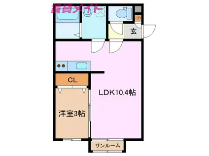 CHEZTOI(1LDK/1階)の間取り写真