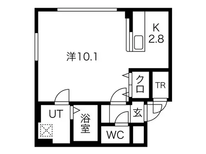 ラフォーレ学園前(1K/4階)の間取り写真