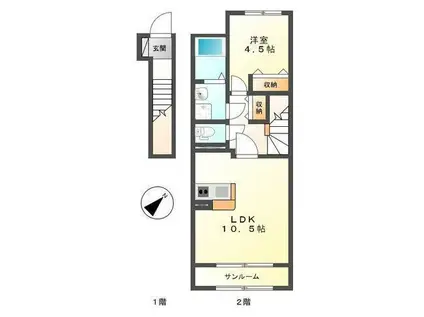 レガーロ(1LDK/2階)の間取り写真