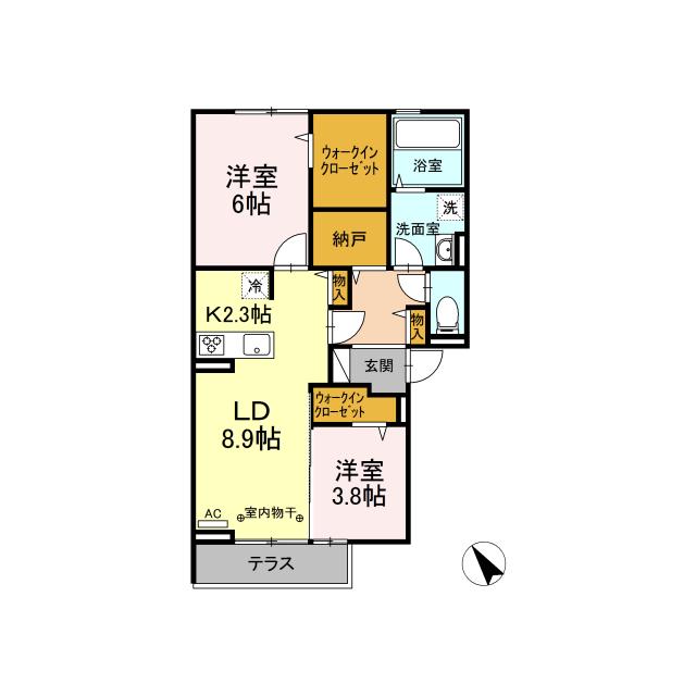 D-ROOM K&C(2LDK/1階)の間取り写真