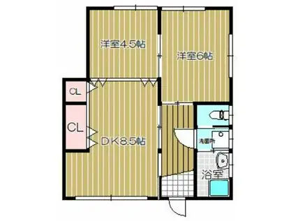 コーポレークサイド(2DK/1階)の間取り写真