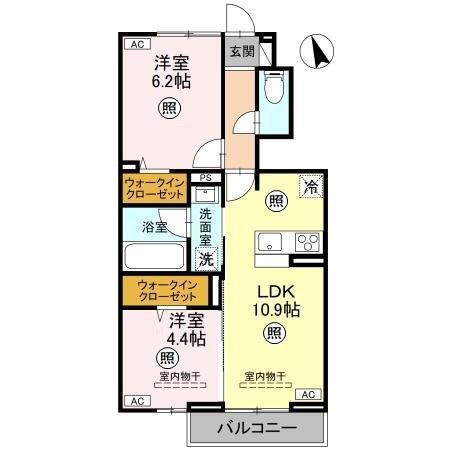 カーサ ミカサ(2LDK/1階)の間取り写真