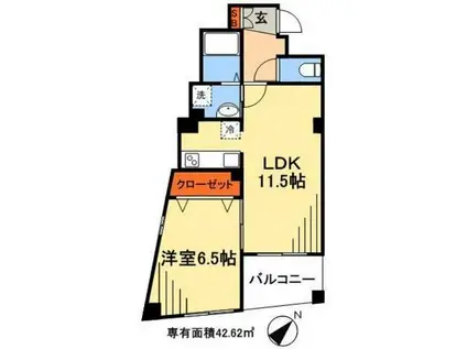 サンライズ市川(1LDK/3階)の間取り写真