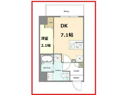 アルファコート五反野(1DK/4階)の間取り写真