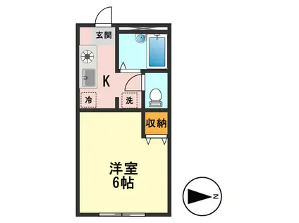 リバーサイドホーム(ワンルーム/2階)の間取り写真