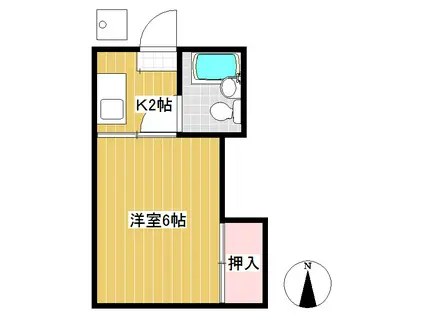 半田ハイツ(1K/3階)の間取り写真