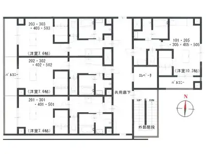 ルネスポローニア Aタイプ(1K/4階)の間取り写真