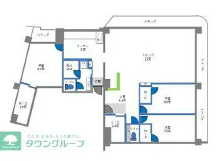 川越フラワーホーム(3LDK/10階)の間取り写真