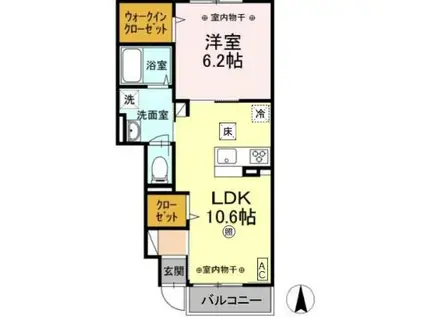 エクセレント国立(1LDK/1階)の間取り写真