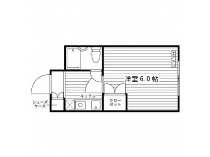 カレッジハイツ砧(1K/2階)の間取り写真