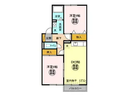 セジュール・ナカ(2DK/2階)の間取り写真