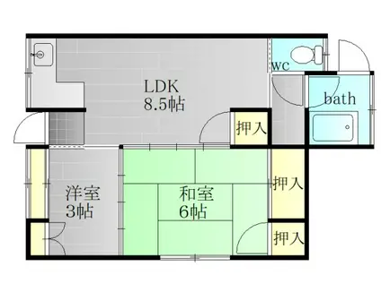 今井荘(2LDK/2階)の間取り写真