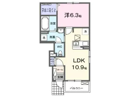 フェリーチェ ヴィラII(1LDK/1階)の間取り写真