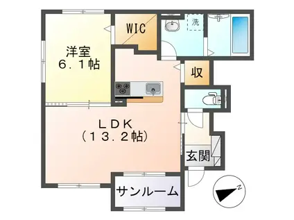 ハルモニア(1LDK/1階)の間取り写真
