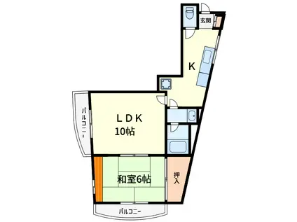 YDビル(1LDK/3階)の間取り写真