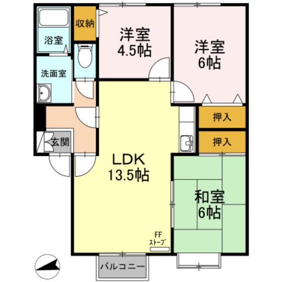 メゾンパークス(3LDK/1階)の間取り写真