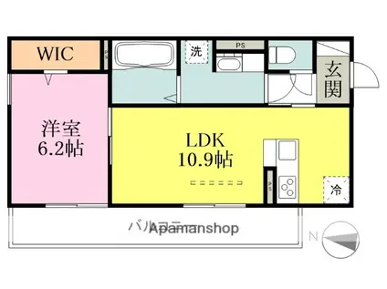 プラムガーデンII(1LDK/2階)の間取り写真