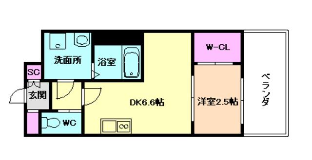 セレニテ三国プリエ(1DK/6階)の間取り写真