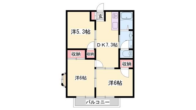 サンライズ青山(3DK/1階)の間取り写真