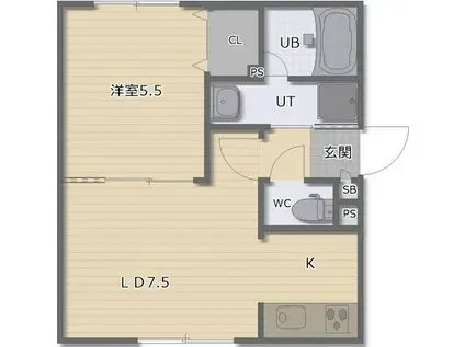 SORAライブマーケット月寒(1LDK/1階)の間取り写真