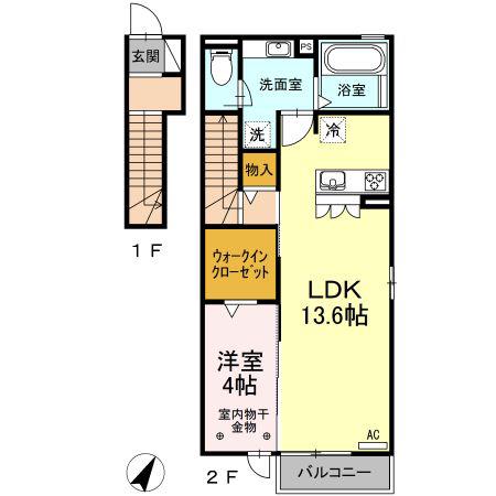 スプラドール II(1LDK/2階)の間取り写真