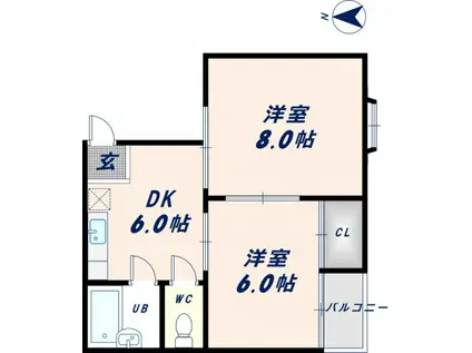 プレイス中川(2DK/6階)の間取り写真