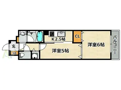 MSレジデンス神戸(2K/2階)の間取り写真