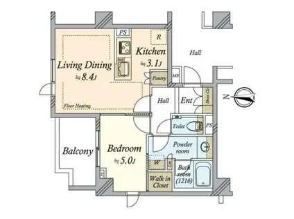 ブランズ神楽坂(1LDK/3階)の間取り写真