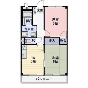 西里ハイツB(2DK/2階)の間取り写真