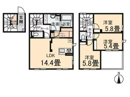 クレールムサシ(3LDK/2階)の間取り写真